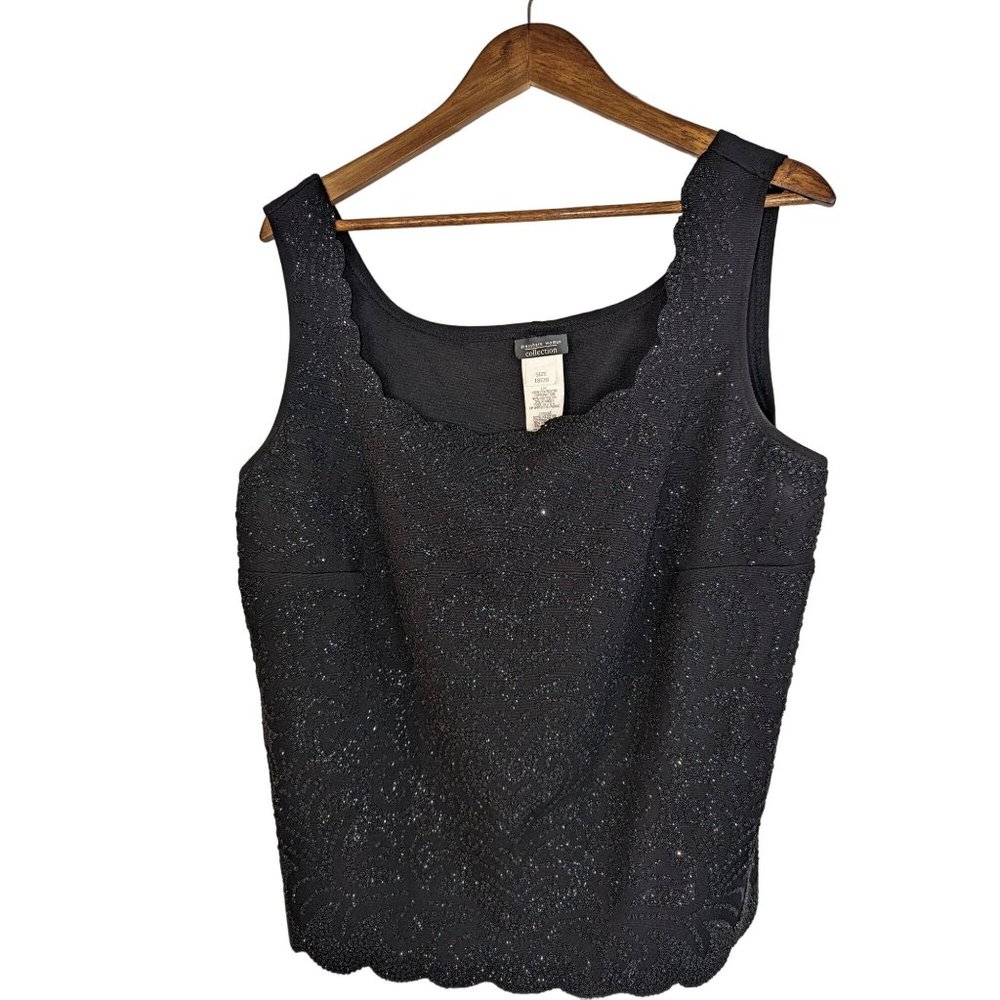 Dress Barn Collection Black Beaded Party Festive Women's Tank Top Sz 18/20